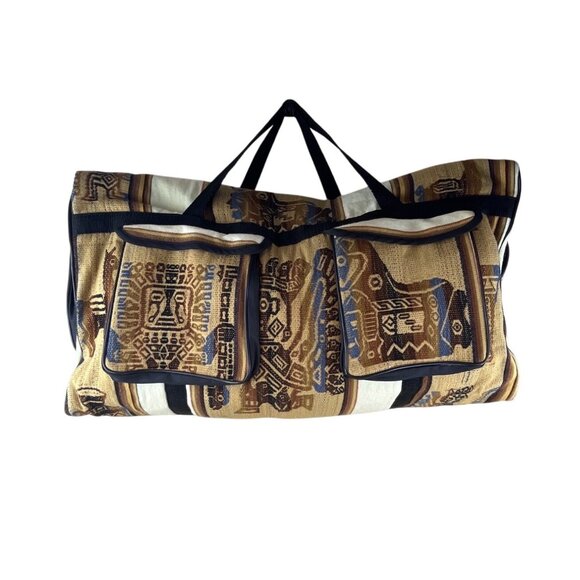 Handcrafted Peruvian Native Shoulder Strap & Multi Zip Pockets Duffel Bag Size L - Picture 2 of 12